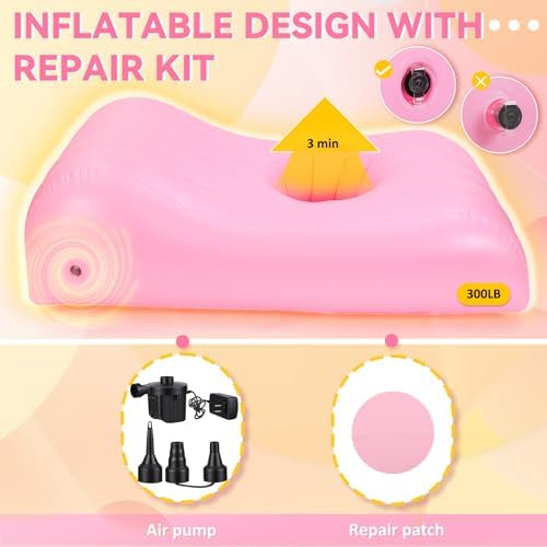 Junkin BBL Bed After Surgery for Sleeping Mattress with Hole Brazilian Butt Lift Recovery Pillow Pink Inflatable Chair for Butt Post Surgery Air Mattress Sofa Couch for Sitting Sleeping Relaxation