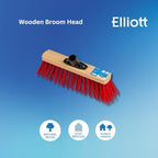 Elliott 29 cm Red PVC Fibre Broom Head with Stiff Synthetic Bristles – Heavy Duty, Ideal for Outdoor use, Workshops, Warehouses and Gardening