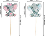 24 Pack Elephant Cupcake Toppers Birthday Cupcake Picks Gender Reveal Elephant Cake Decorations for Boys or Girls Baby Shower Elephant Theme Birthday Party Decorations Supplies(Blue)