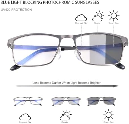 MIRYEA Blue Light Blocking Glasses UV400 Sunglasses Computer Gaming Eyeglasses Eye Protection Metal Eyewear for Men and Women