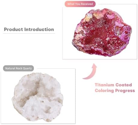 mookaitedecor Angel Aura Quartz Geode Stone Titanium Coated Natural Rock Crystal Cluster Specimen for Reiki Healing Meditation Home Decor 10-35g, Red