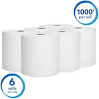 Scott Professional Essential Universal High-Capacity Hard Roll Paper Towels, Bulk (01005), Hardwound 1.5" Core, Absorbency Pockets, White (6 Rolls at 1,000' Each, 6,000'/Case)
