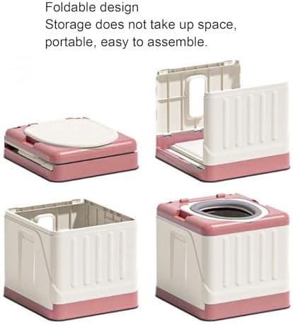 Folding Bedside Commode Chair with Arms for Elderly & Pregnant Women - Sturdy Portable Toilet Prevention Strong Load Bearing Pink
