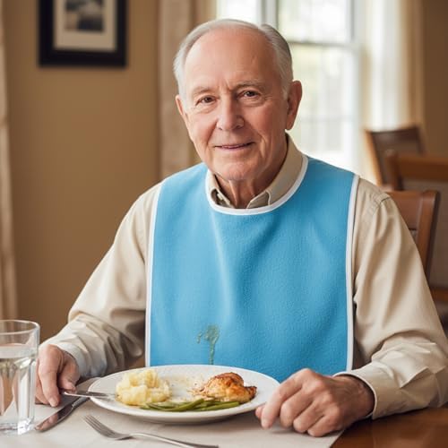 10 Pack Premium Adult Bib, Clothing Protectors for Adults 9.06 X 6.3 Inch Washable Adult Bibs for Seniors Adjustable Unisex Adults Bib Soft Waterproof Bibs for Elderly Seniors and Disabled