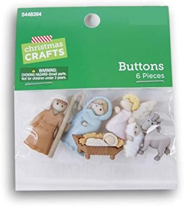 Christmas Crafts Nativity Buttons - Mary, Joseph, Baby Jesus