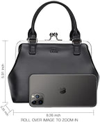 GM LIKKIE Kiss Lock Purses and Handbags, Vintage PU Leather Clutch Purses for Women, Top Handle Evening Handbag
