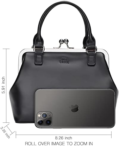 GM LIKKIE Kiss Lock Purses and Handbags, Vintage PU Leather Clutch Purses for Women, Top Handle Evening Handbag