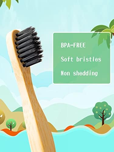 NUDUKO Kids Toothbrush Bamboo Toothbrushes 6 Pack - Organic Compostable Tooth Brush Wooden Baby Toddler Toothbrush, Eco-Friendly Natural Biodegradable Soft Bristle Toothbrush for Children