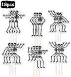 Skeleton Cupcake Toppers - 18pcs Halloween Skull Party Cupcake Picks - Happy Halloween Nightmare Before Xmas Party Decorations -Gothic Birthday Cake Decor