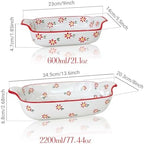 Domini Casserole Dishes for Oven, Ceramic Baking Dishes for Oven Set of 2, Lasagna Pan Deep, Fresh Spring Summer Floral Ceramic Baking Pan Set Square Casserole Dish Set with Handles for Baking, Pattern Flower(13.6+9inch)
