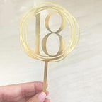 1 PCS Happy 18th Birthday Cake Topper, Acrylic Gold Number 18 Cake Decoration,Cheers to 18 Years Birthday Cake Pick 18 Fabulous 18th Anniversary Party Decorations Supplies (Gold)