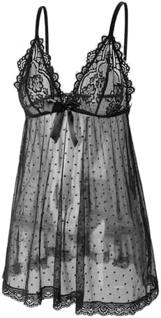 Sexy lingerie Lace Babydoll Chemise, Black, Women's Sleepwear S-5XL