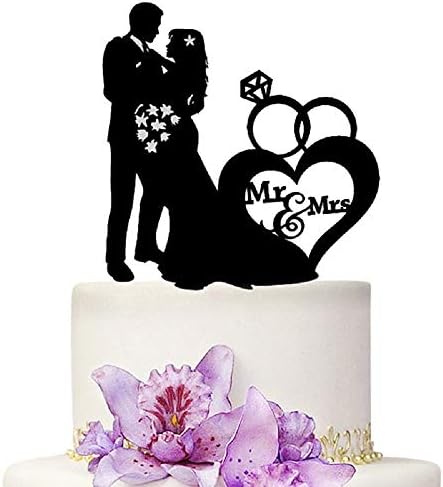 Mr And Mrs Wedding Cake Toppers Bride and Groom Black Color Acrylic Silhouette Wedding Party Engagement Decoration
