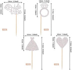 24 PCS Bride to Be Cupcake Toppers with Heart Ring Dress Bridal Shower Cupcake Picks Wedding Engagement Bachelorette Party Cake Decorations Supplies Silver