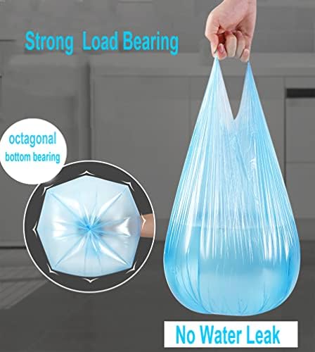 4 GALLON Bathroom Trash Bags, 5 Rolls/100 Counts Small HANDLES Garbage Bags for Office, Kitchen,Bedroom Waste Bin,Colorful Portable Strong Rubbish Bags (Light blue 100Counts)