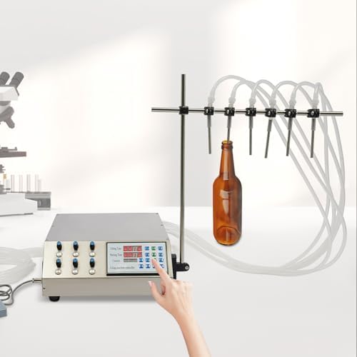 0-5000ml Liquid Filling Machine 6 Heads Nozzles Digital Control Semi-Automatic Bottle Filler Stainless Steel Filling Machine for Drink Vinegar Perfume (6 Head 5L)