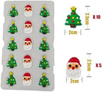 Edible Christmas Themed Sugar Santa Claus cake decorations, Christmas Tree cupcake toppers, perfect Icing Cookies decro for Xmas Gingerbread House, Macaron and Cakecicles Decorating