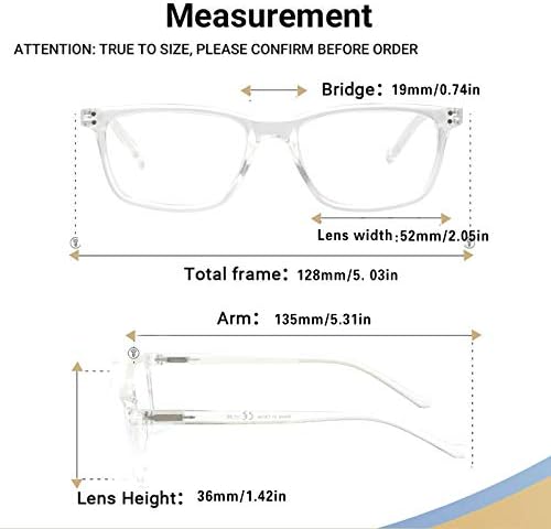 5 Pack Reading Glasses Men Women Spring Hinges Comfortable Glasses for Reading (5 Clear, 1.50)Medium