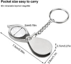 Rongon Keychain Magnifying Glass 5Pcs Portable Folding Magnifiers 10X Small Loupe with Key Chain for Reading, Stamp, Hobby Travel