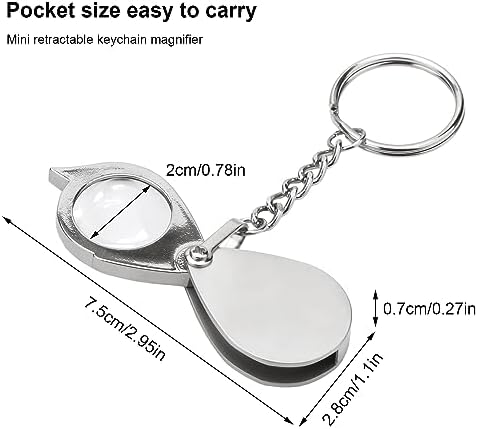 Rongon Keychain Magnifying Glass 5Pcs Portable Folding Magnifiers 10X Small Loupe with Key Chain for Reading, Stamp, Hobby Travel