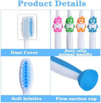 100 Pack Kids Toothbrush Soft Bristles Toddler Cute Toothbrush Bulk with Suction Cup, Includes Travel Covers, Individually Wrapped Toothbrushes for Kid Home School Daycare Camp (Penguin)