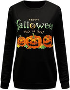 Women's Funny Halloween Pumpkin Face Sweatshirt Slouchy Witch Shirt Long Sleeve Pullover Tops for Thanksgiving Gift