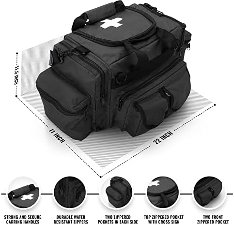 ASA TECHMED First Aid Responder EMS Emergency Medical Trauma Bag Deluxe, Black