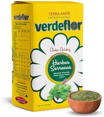 Verdeflor Yerba Mate Tea Mountain Herbs Infused 500g, 1.1LBS| Unsmoked Loose Leaf Clean Natural Energy Drink | Jitter Free | Enjoy With Yerba Mate Gourd and Bombilla | Made In Argentina