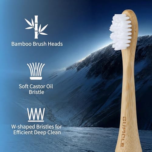 Bamboo Electric Toothbrush for Adults，Sonic Electric Toothbrush with 4 Bamboo Heads, Soft Castor Oil Bristles, 5 Modes, Smart Timer, Sonic Technology, IPX7 Waterproof, 70-Day Battery Life-Navy