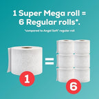 Angel Soft Toilet Paper, 6 Super Mega Rolls = 36 Regular Rolls, Soft and Strong Toilet Tissue