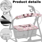 Walker Seat Cover Butterfly Pink Rollator Accessories Gifts for Seniors in Assisted Living Rollator Walker Accessories for Ladies Washable Dust Cover 2 Piece Anti Slip Seat Covers Set