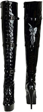 SheSole Women's Over The Knee Thigh High Heel Boots Platform Zip Buckle Lace Up