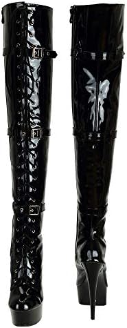 SheSole Women's Over The Knee Thigh High Heel Boots Platform Zip Buckle Lace Up