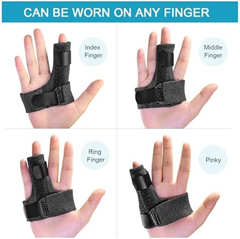 Sumifun Finger Brace, Trigger Finger Splint for Index Middle Ring Pinky Finger Arthritis Pain, Tendon Injury, Broken Mallet Finger Stabilizer Supports for Dislocated Knuckle Immobilizer Wrap,Black