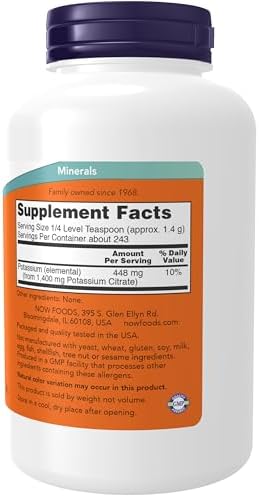 NOW Supplements, Potassium Citrate Powder, Supports Electrolyte Balance and Normal pH*, Essential Mineral, 12-Ounce