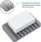 4PCS Silicone Soap Dishes for Shower, Upgrade Self-Draining Bar Soap Holder, Premium Sponge Holder for Sink, Kitchen, Bathroom, or Counter, Easy Clean, Can Extend Soap Life (White & Gray)
