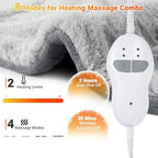 Massaging Heating Pad for Neck and Shoulders and Back, 24" x 35" Large Electric Heating Pad for Back Pain Relief with 3 Heat Levels, 4 Massage Settings, 2H Auto Shut-Off, 2 Massage Motors,Grey