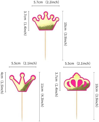 Ercadio 24 Pack Princess Crown Cupcake Toppers Glitter Baby Shower Crown Cupcake Picks Wedding Girls Birthday Party Cake Decorations Supplies Crown Pink