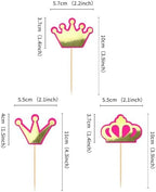 Ercadio 24 Pack Princess Crown Cupcake Toppers Glitter Baby Shower Crown Cupcake Picks Wedding Girls Birthday Party Cake Decorations Supplies Crown Pink