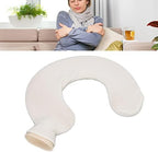 1L Rubber Hot and Cold Water Bottle U Shaped Hot Water Bag with Soft Cover Soft Water Neck Shoulder Hot Water Bottle (Beige Pure Color)