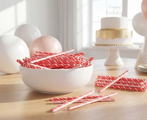 Cherry Sour Powder Filled Candy Straws - 100 Count of Nostalgic Bulk Tangy Sweet and Sour Red Treats
