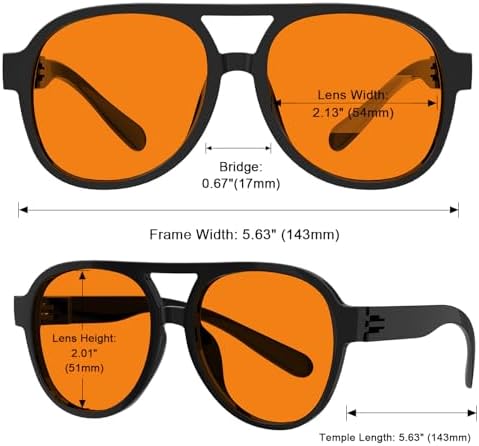 Eyekepper Oversize Pilot Metalless Sleeping Glasses Blue & Green Light Blocking, Amber Len Night Time for Men Women