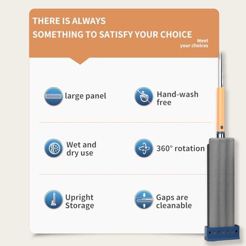2025 New Large Flat Mop with 6 Reusable Mop Head Dry and Wet, Flat Mop and Bucket Set, Adjustable Handle Self Wringing Flat Mops, 360 Rotation Flat Mop (Blue with 6pcs Mop Head)