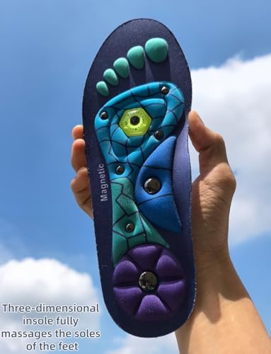 Acupressure Insoles for Men & Women-Magnetic Massage Insoles with Acupoint Therapy, Shock Absorption, Non-Slip, Feet Comfort Support and All-Day Comfort (Blue, S(Men4-7/Women5-8))