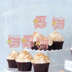 24 Pcs Happy New Year Cupcake Toppers Welcome 2026 Picks Fireworks Goblet Cupcake Toppers for Congratulations 2026 Happy New Year Eve Holiday Theme Holiday Party Decoration rose gold