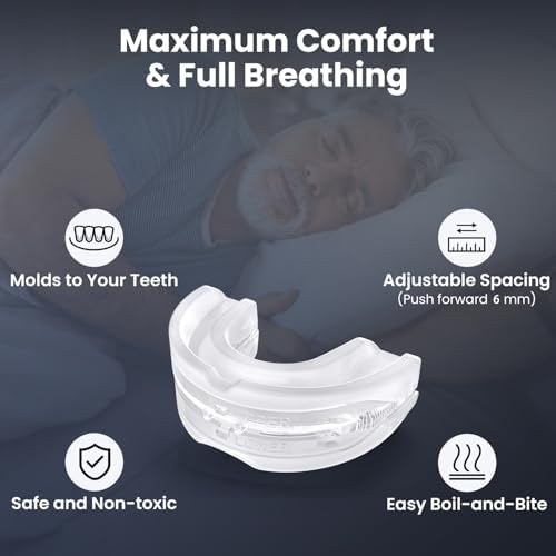 Anti Snore Mouthpiece - Adjustable Mouth Guard for Snoring, Reusable Nighttime Snoring Aid for Adults Men & Women(Clear)