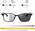 K.LAVER Photochromic Progressive Sunglasses for Men TR90 Multi Focal Reading Glasses Women Clear on Top Readers on Bottom