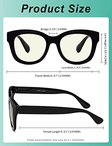 Eyekepper 4 Pack Oversized Blue Light Filter Glasses Women Computer Eyeglasses +0.00
