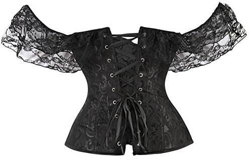 SHYMMUO Corset Top for Women Renaissance Steampunk Bustier Top Sexy Lace Up Corset Top Festival Pirate Halloween Costume