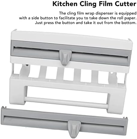PerGar Kitchen Cling Film Rack, Plastic Wrap Dispenser With Cutter, Wall Mount Sauce Bottle Storage Rack, Multi Function Kitchen Cling Film Foil Dispenser with Screws (Grayish Blue)